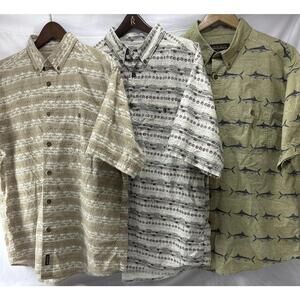 Lot Of 3 XL SwordFish Themed VTG John Rich & Bros Woolrich Men's XL Button Down.